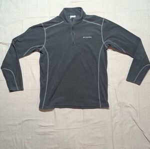 Columbia Klamath Range Fleece Jacket Mens M Dark Gray 1/4 Zip Outdoor Hiking